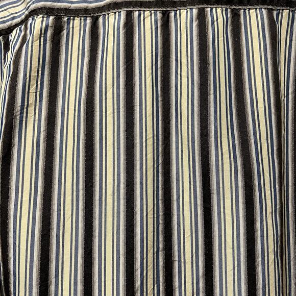 Tommy Bahama silk stripe long sleeve brown‎ blue yellow button up collar XL/TG - Picture 10 of 12